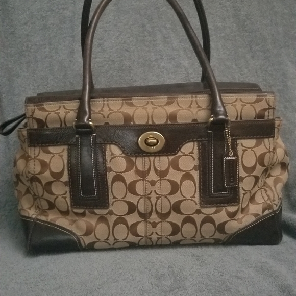 Coach Satchel Brown Leather and Monogram Canvas - Picture 3 of 15